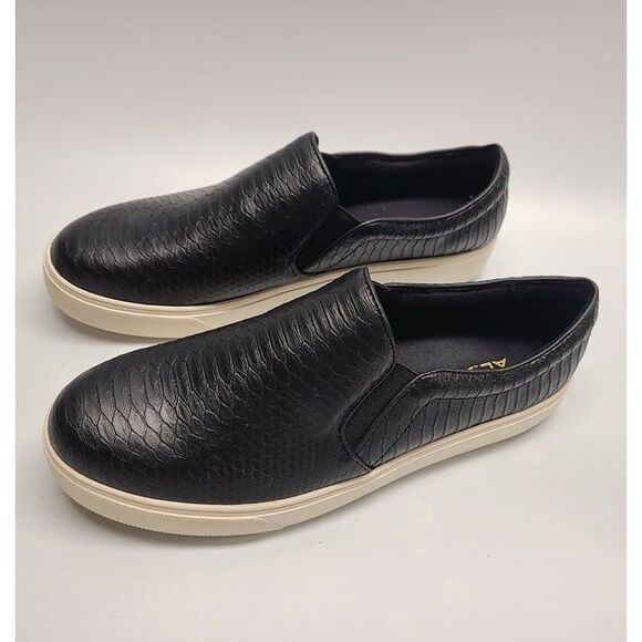 NEW Aldo Jille Women's Slip on Sneakers Black Python Leather Uppers 10 Croc - Picture 1 of 6